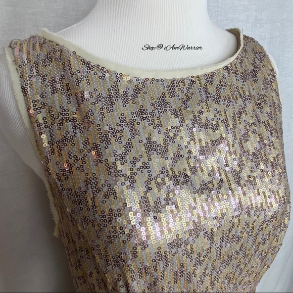 The Limited champagne sequin satin belted a-line party dress *shop@iamwarrior - Picture 5 of 10